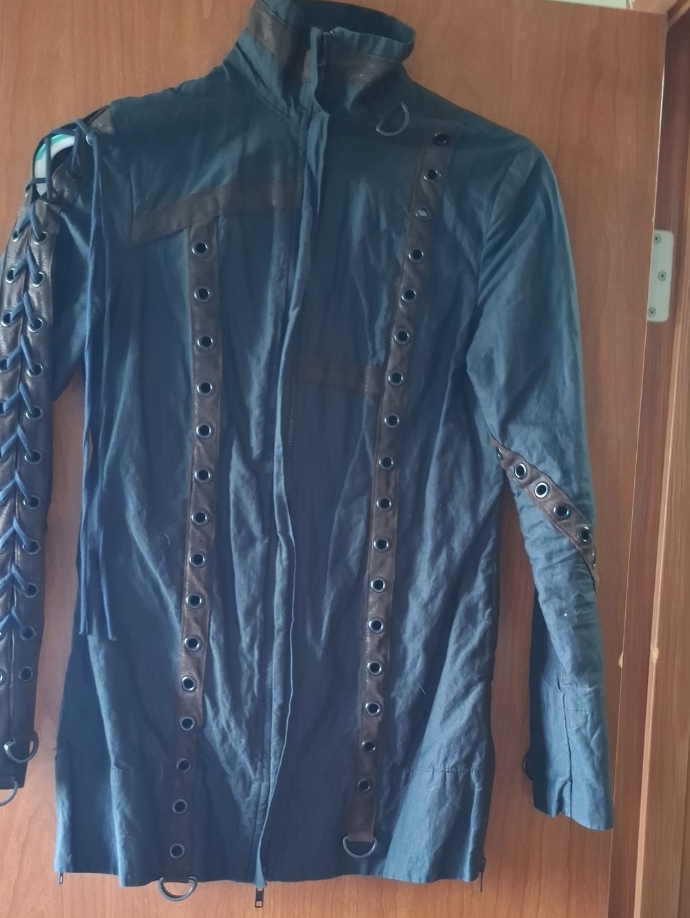 Salvage Black Lace-Up Eyelet Trench Coat